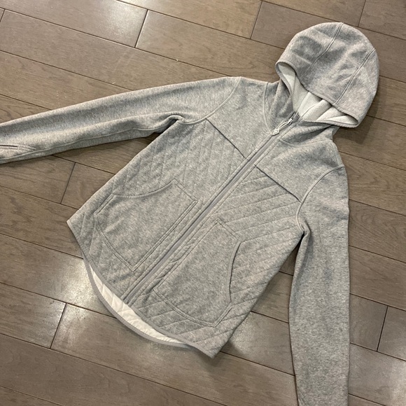 Ivivva Grey Quilted Full Zip Hoodie Thumb Holes Size 12 - Picture 2 of 7